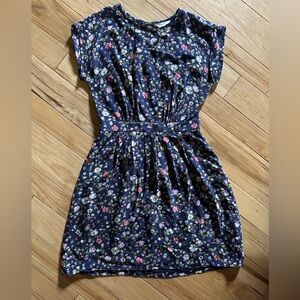 Rebecca Taylor Silk Navy Floral Midi Dress